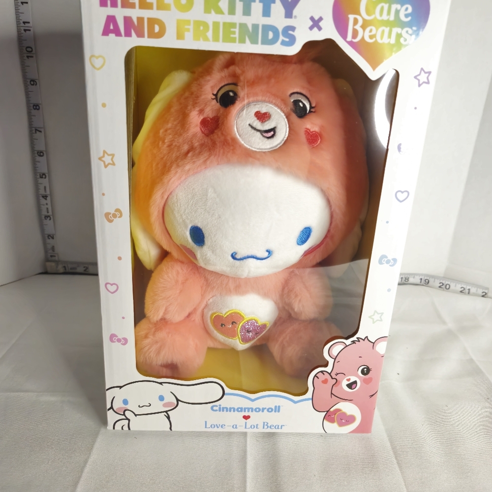 NIB HELLO KITTY AND FRIENDS X CARE BEARS CINNAMOROLL LOVE-A-LOT BEAR
